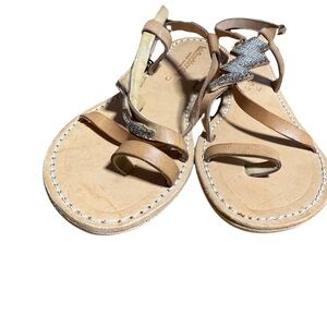 Chic Tan and Silver Women's Sandals